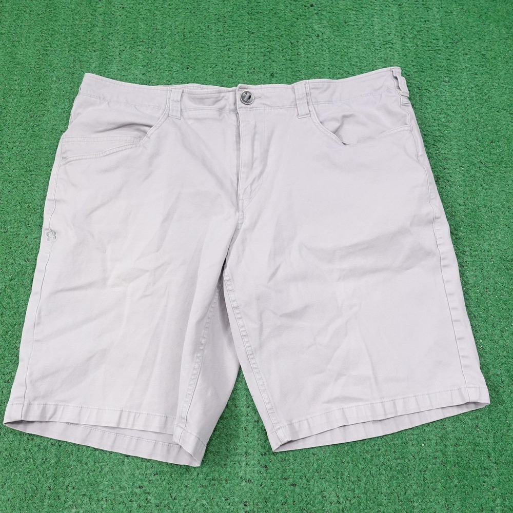 Under Armour Shorts Mens 40 Fitted Gray Chino Cotton Stretch 10 Inseam